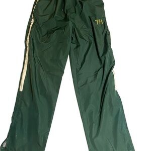 HOLLOWAY  100% POLYESTER SIZE L Green Track Pants with White Stripes